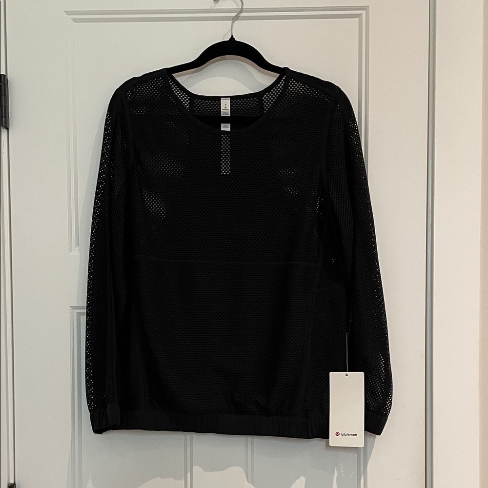 Lululemon Athletica Mesh on Mesh Pop Over Size 8 NWT Black Mesh Sweatshirt - Picture 5 of 10